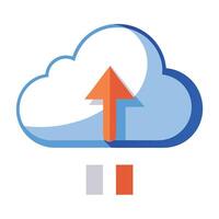 Modern Cloud Icon with Unique and Creative Upload Arrow Design vector