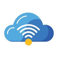 Modern Cloud Icon with Unique and Creative Wi-Fi Signal Design vector