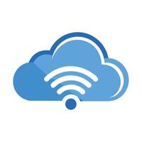 Stylized Cloud Icon with Wi-Fi Signal and Modern Design Elements vector