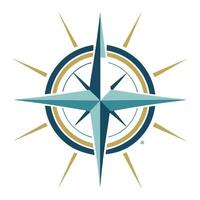 Stylized Compass Icon with Light Rays and Modern Design Elements vector