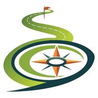 Stylized Compass Icon with Path and Modern Design Elements vector