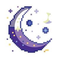 Abstract Crescent Moon Icon with Modern and Innovative Digital Star Design vector