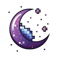 Modern Crescent Moon Icon with Unique and Creative Digital Star Design vector