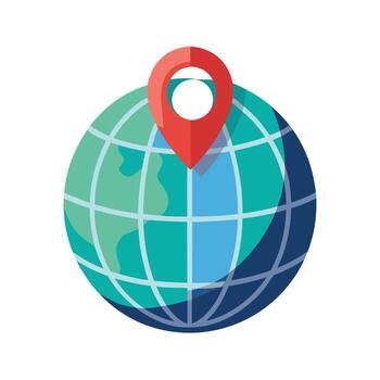 Stylized Digital Globe Icon with Pin and Modern Design Elements vector