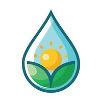 Modern Droplet Icon with Unique and Creative Sun Design vector