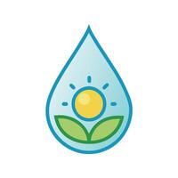 Abstract Droplet Icon with Modern and Innovative Sun Design vector