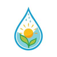 Stylized Droplet Icon with Sun and Modern Design Elements vector