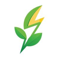 Modern Energy Bolt Icon with Unique and Creative Leaf Design vector