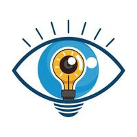 Abstract Eye Icon with Modern and Innovative Lightbulb Pupil Design vector