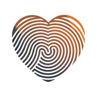 Stylized Fingerprint Icon with Heart and Modern Design Elements vector
