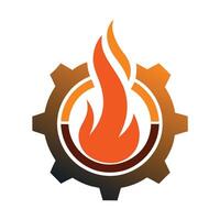 Stylized Fire Icon with Gear and Modern Design Elements vector