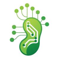 Sleek and Modern Footprint Icon with Futuristic Circuit Path Design vector