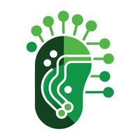Abstract Footprint Icon with Modern and Innovative Circuit Path Design vector