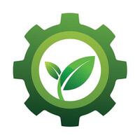 Abstract Gear Icon with Modern and Innovative Leaf Design vector
