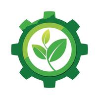 Modern Gear Icon with Unique and Creative Leaf Design vector