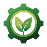 Sleek and Modern Gear Icon with Futuristic Leaf Design vector