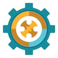 Modern Gear Icon with Unique and Creative Puzzle Piece Design vector