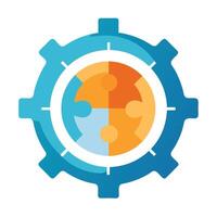 Abstract Gear Icon with Modern and Innovative Puzzle Piece Design vector