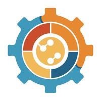 Stylized Gear Icon with Puzzle Piece and Modern Design Elements vector