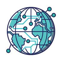 Abstract Globe Icon with Modern and Innovative Circuit Connection Design vector