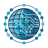 Sleek and Modern Globe Icon with Futuristic Circuit Connection Design vector