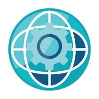 Stylized Globe Icon with Gear and Modern Design Elements vector