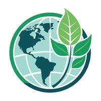 Modern Globe Icon with Unique and Creative Leaf Pattern Design vector