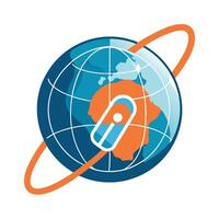 Modern Globe Icon with Unique and Creative Paperclip Design vector