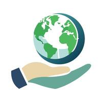 Sleek and Modern Hand Icon with Futuristic Earth Design vector