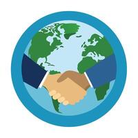 Modern Handshake Icon with Unique and Creative Globe Design vector