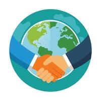 Abstract Handshake Icon with Modern and Innovative Globe Design vector