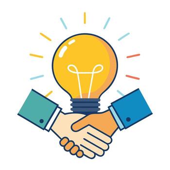 Abstract Handshake Icon with Modern and Innovative Lightbulb Design vector
