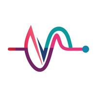 Abstract Heartbeat Icon with Modern and Innovative Digital Wave Design vector