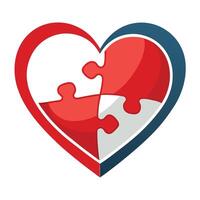 Sleek and Modern Hollow Heart Icon with Futuristic Puzzle Piece Design vector