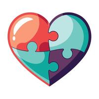 Modern Hollow Heart Icon with Unique and Creative Puzzle Piece Design vector