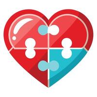 Abstract Hollow Heart Icon with Modern and Innovative Puzzle Piece Design vector