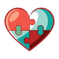 Stylized Hollow Heart Icon with Puzzle Pieces and Modern Design Elements vector