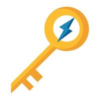 Modern Key Icon with Unique and Creative Lightning Bolt Design vector