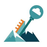 Sleek and Modern Key Icon with Futuristic Mountain Peak Design vector