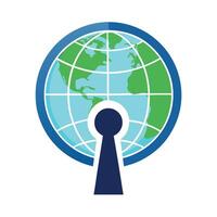 Abstract Keyhole Icon with Modern and Innovative Globe Design vector