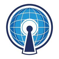 Sleek and Modern Keyhole Icon with Futuristic Globe Design vector