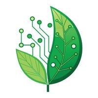 Sleek and Modern Leaf Icon with Futuristic Digital Circuit Design vector