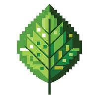 Sleek and Modern Leaf Icon with Futuristic Digital Pixel Design vector
