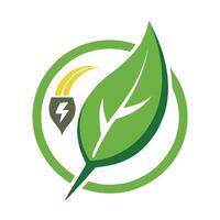 Modern Leaf Icon with Unique and Creative Electric Bolt Design vector