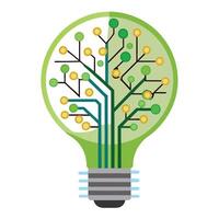 Sleek and Modern Lightbulb Icon with Futuristic Circuit Tree Design vector