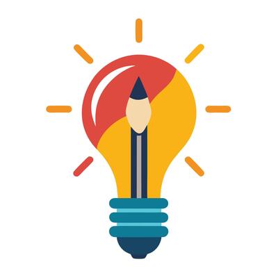 Abstract Lightbulb Icon with Modern and Innovative Paint Brush Design