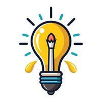 Modern Lightbulb Icon with Unique and Creative Paint Brush Design vector