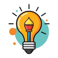 Sleek and Modern Lightbulb Icon with Futuristic Paint Brush Design vector