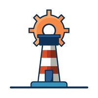 Abstract Lighthouse Icon with Modern and Innovative Gear Design vector