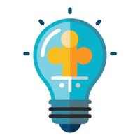 Stylized Lightbulb Icon with Puzzle Piece and Modern Design Elements vector